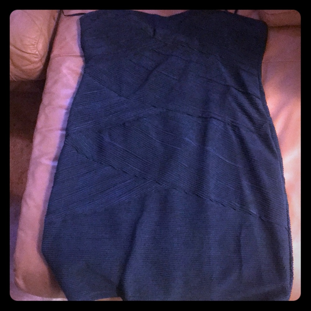 Dark blue strapless cocktail dress